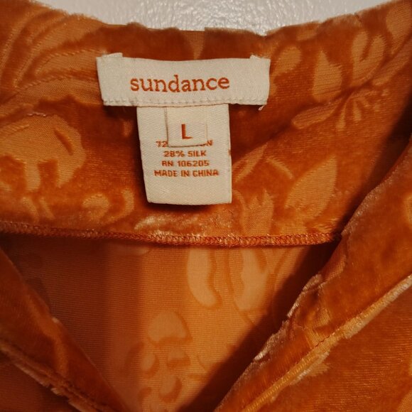 Sundance Large Burnt Orange Burnout Velvet Tunic Top Flower Lagenlook Silk Blend - Picture 3 of 5